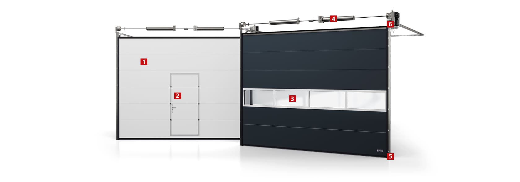 Wysoka brama segmentowa PAGEN zamontowana w hali przemysłowej